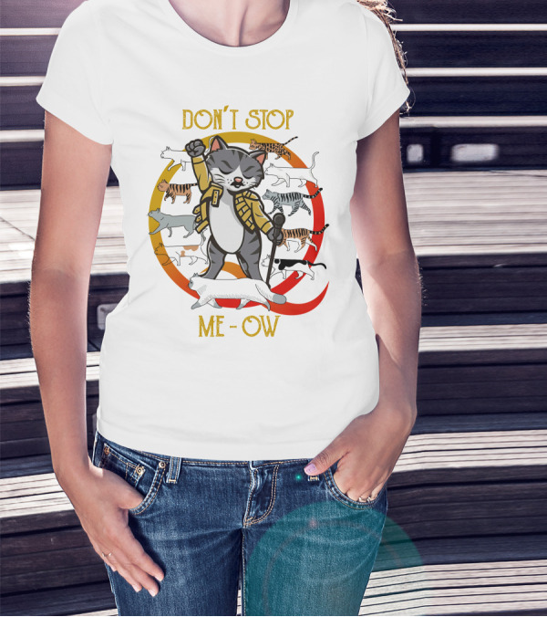 Don’t Stop Meow Retro Cats With Microphone And Red Circle T-Shirt