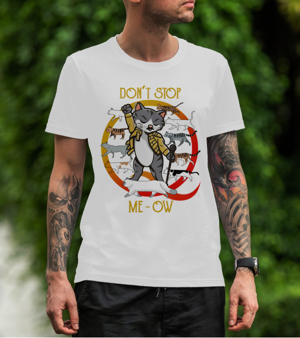 Don’t Stop Meow Retro Cats With Microphone And Red Circle T-Shirt