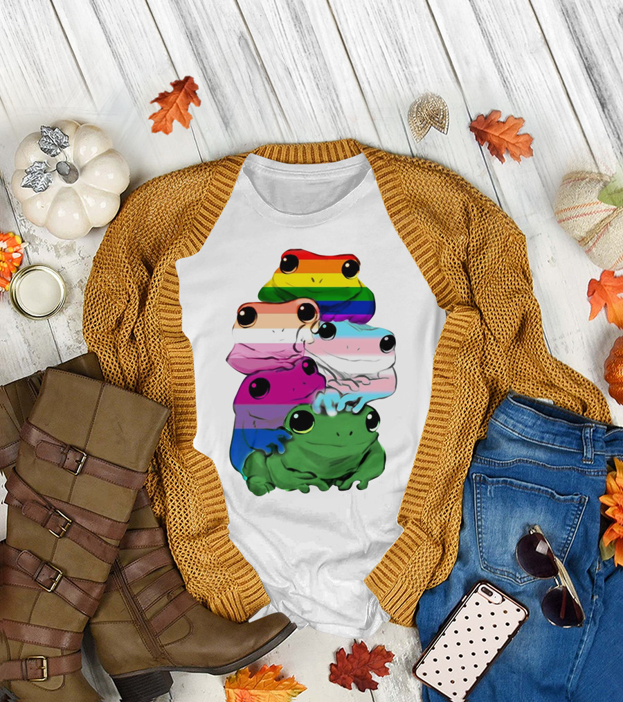LGBT Frog Squad Rainbow Pride Stack T-Shirt
