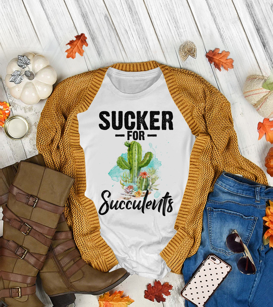 Sucker for Succulents Cactus Watercolor Art RD Cactus T-Shirt