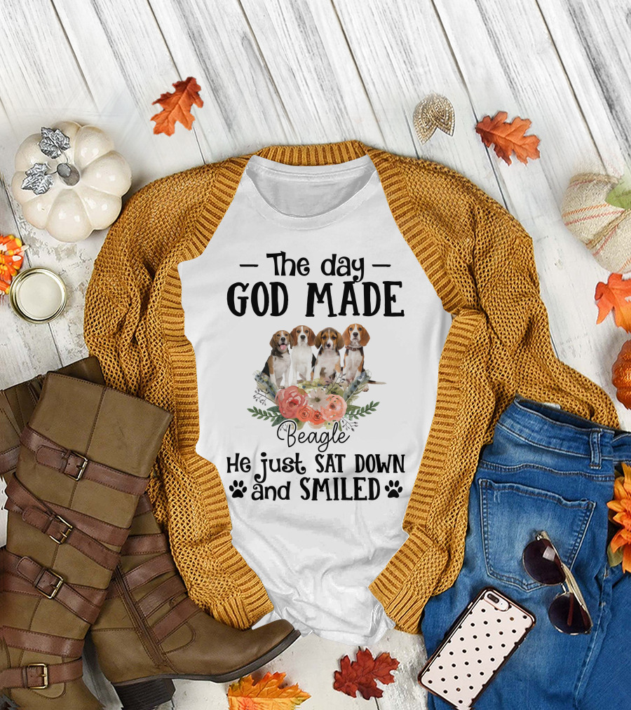 The Day God Made Beagle He Just Sat Down and Smiled T-Shirt