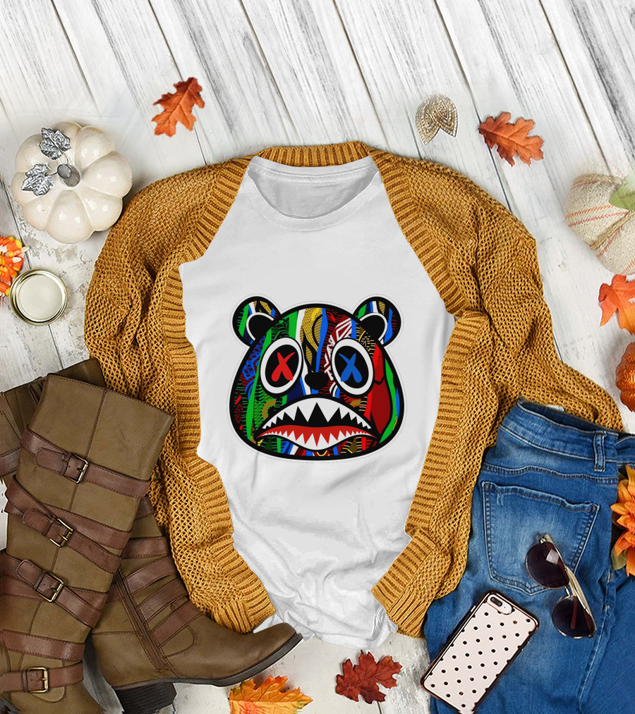 Crazy Baws Moneyatti Reps Colorful Bear Face with X Eyes T-Shirt