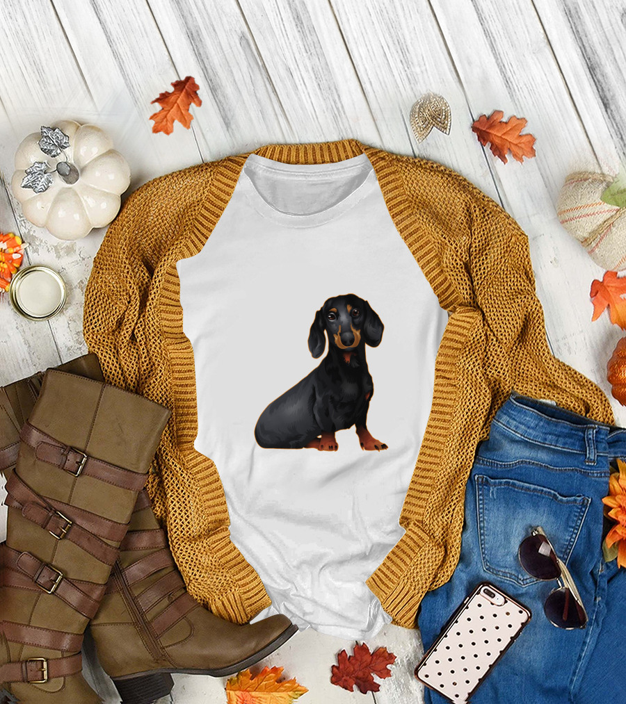 Dachshund Puppy Illustration Realistic Black and Tan Magic T-Shirt