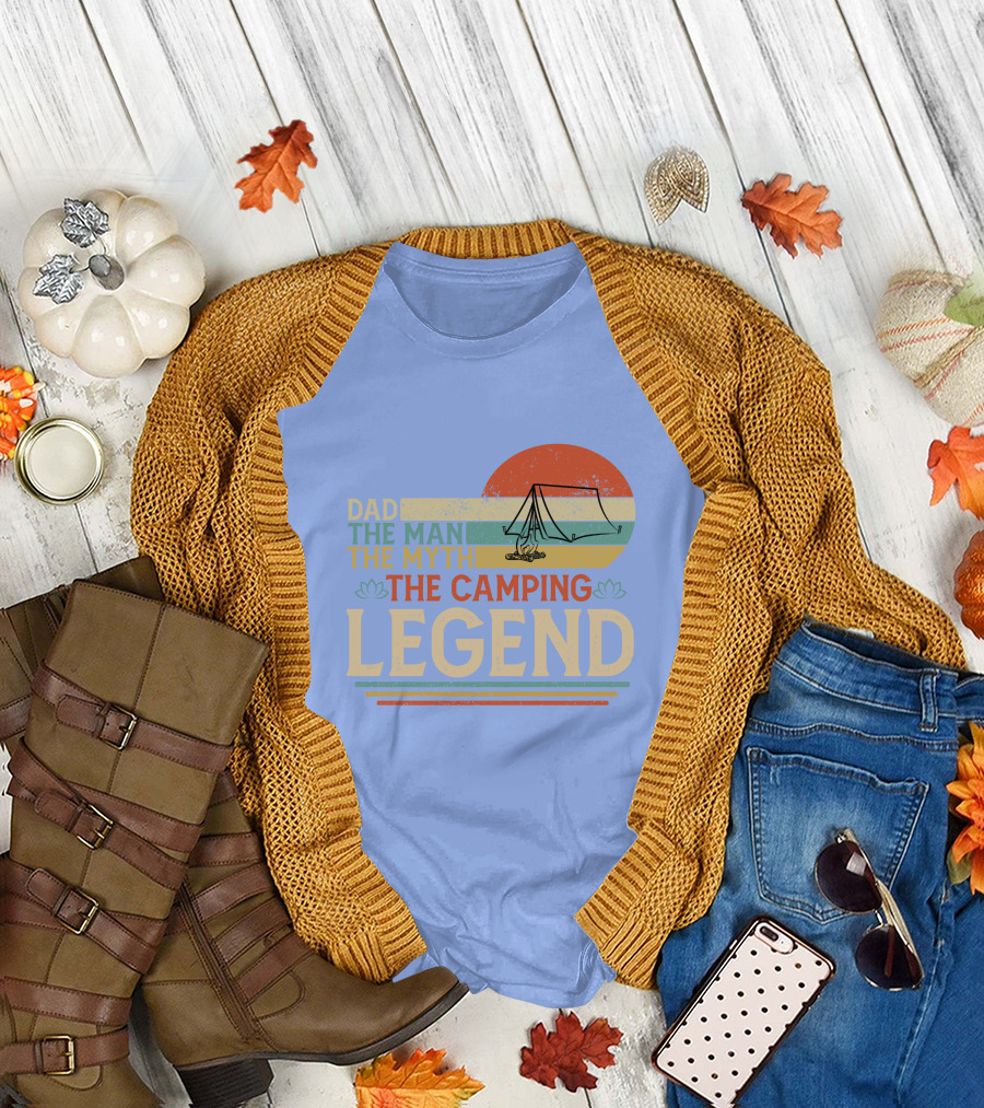 Dad The Man The Myth The Camping Legend Retro Tent T-Shirt