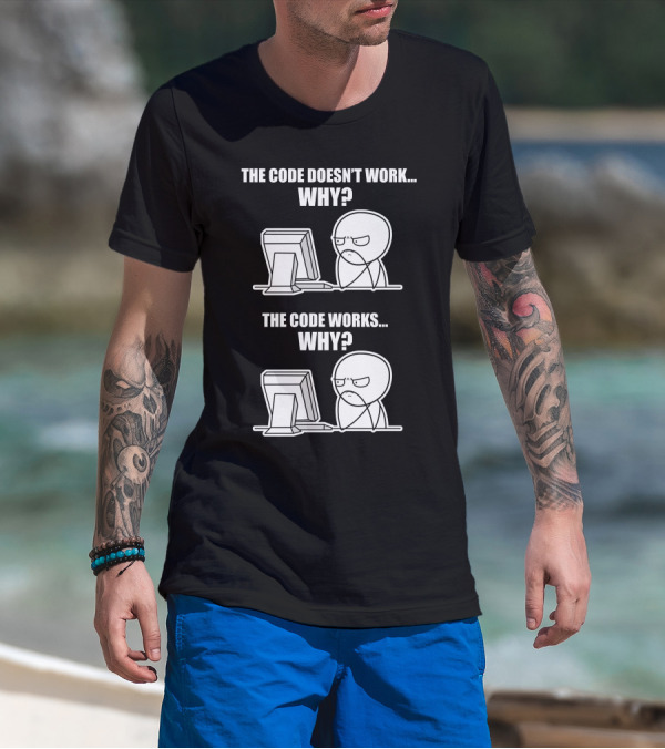 Funny Programmer Meme The Code Doesn't Work The Code Works Why T-Shirt
