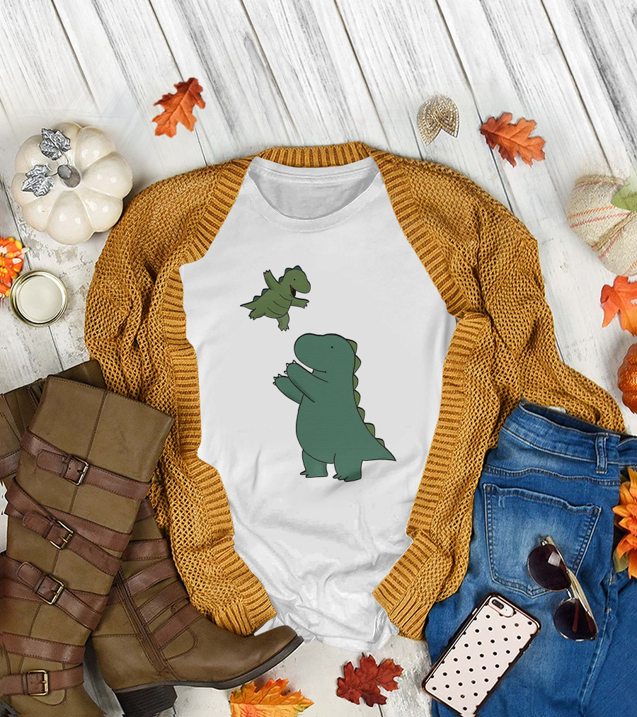 Rory and Dad Dinosaur Playtime with Green Dinosaurs T-Shirt