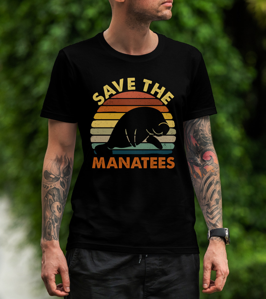Save The Manatees Vintage Sunset T-Shirt
