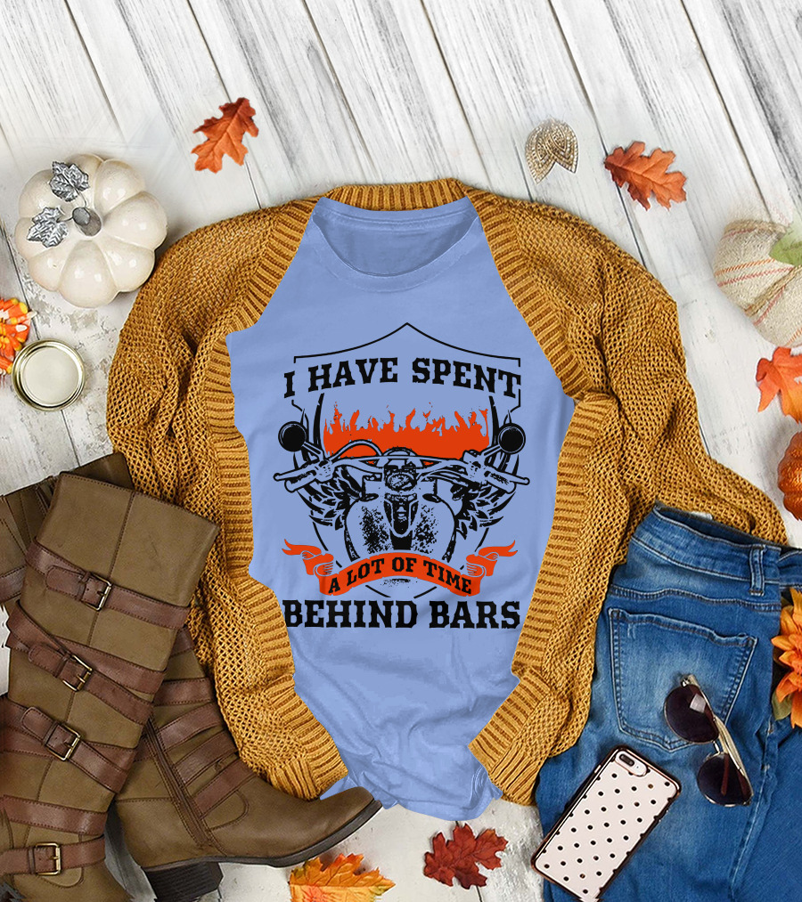 I Have Spent A Lot Of Time Behind Bars Motorcycle Wings Flames T-Shirt