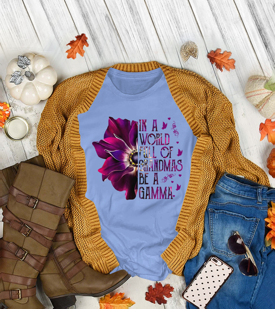 In A World Full Of Grandmas Be A Gamma Purple Anemone Flower T-Shirt