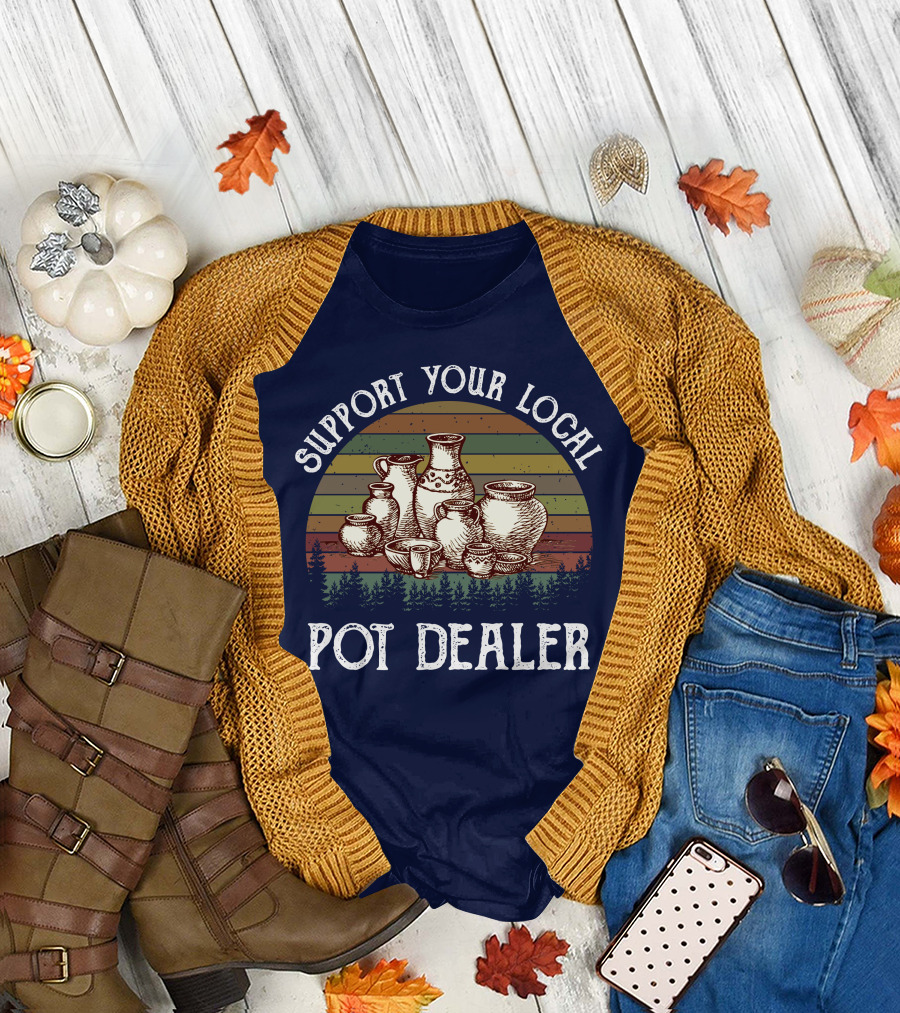 Support Your Local Pot Dealer Pottery Rustic Earth Tone Moonshine Jars T-Shirt