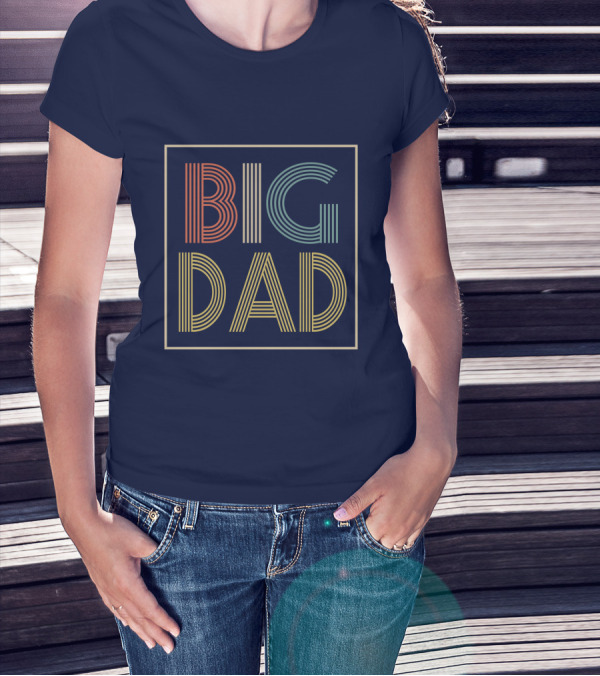 BIG DAD Retro Striped Typography T-Shirt