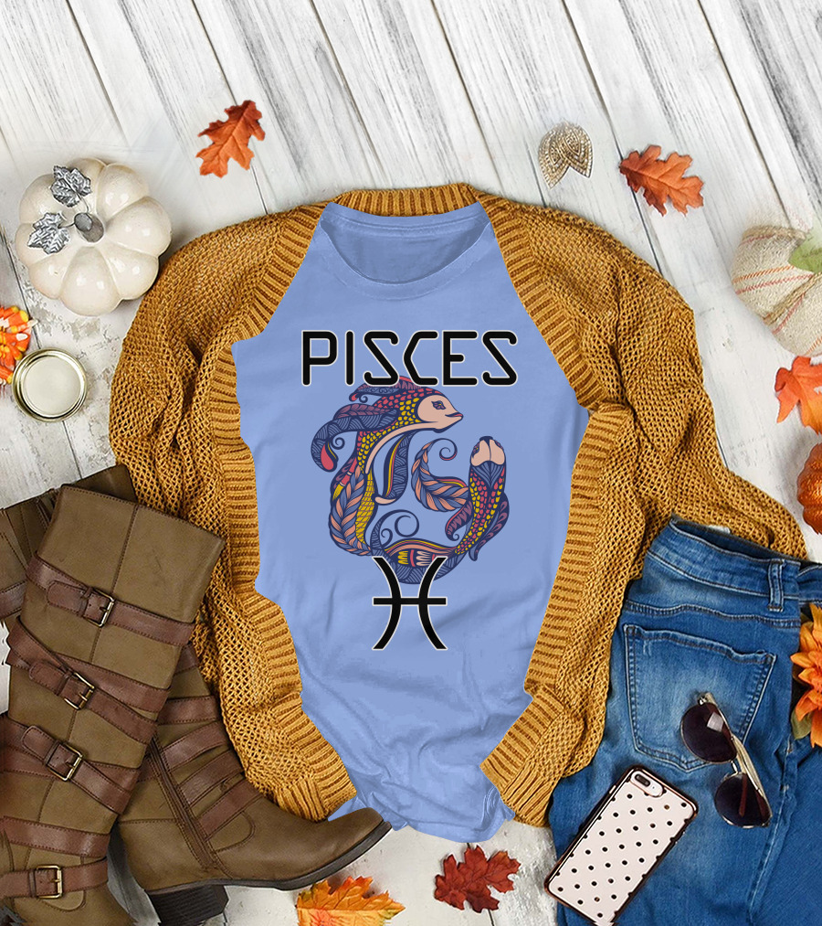 Pisces Zodiac Sign Colorful Fish T-Shirt