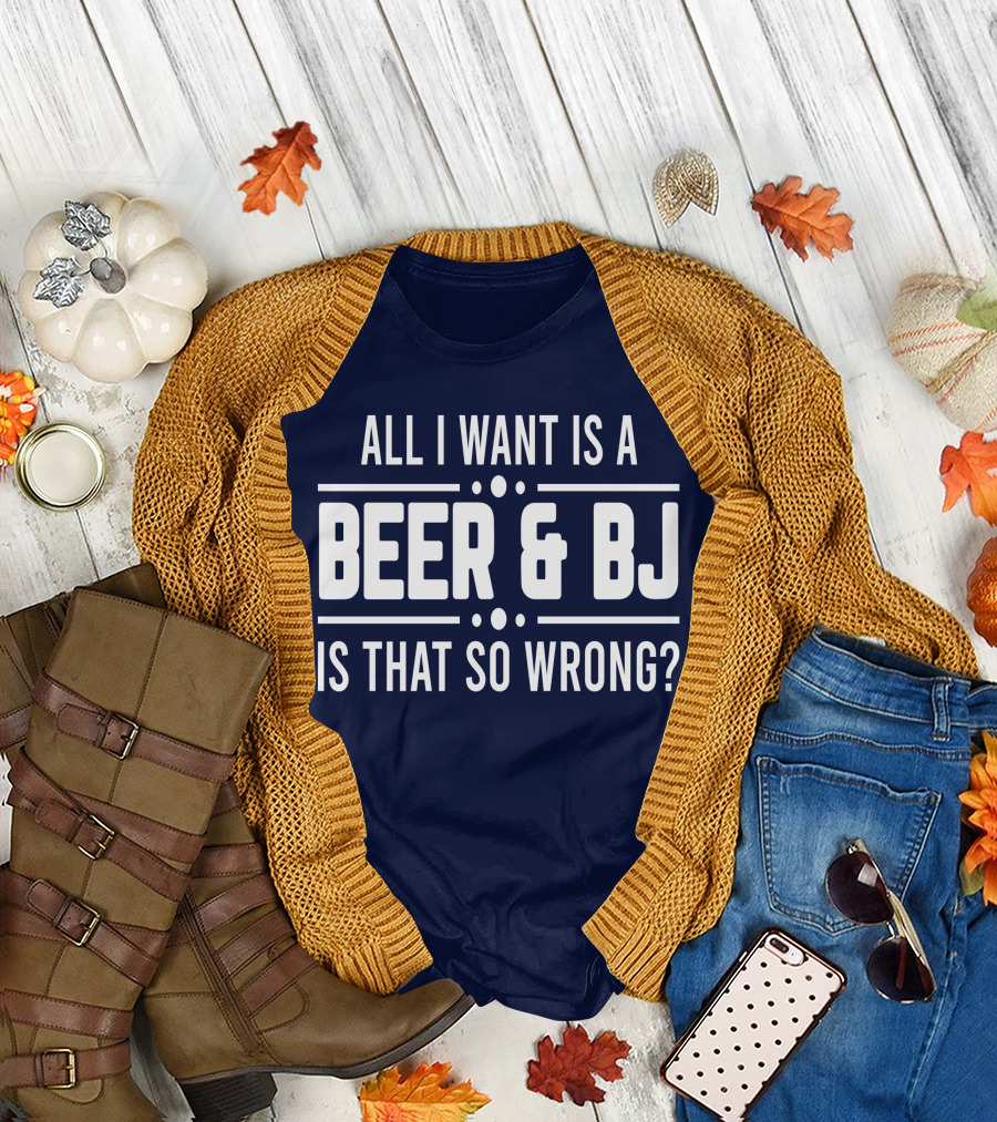 All I Want Is a Beer and BJ Is That So Wrong? Funny Twill Cap T-Shirt