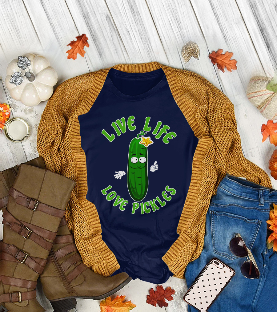 Live Life Love Pickles Funny Pickle Lovers T-Shirt