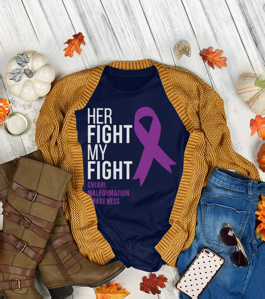 Her Fight My Fight Chiari Malformation Awareness Purple T-Shirt