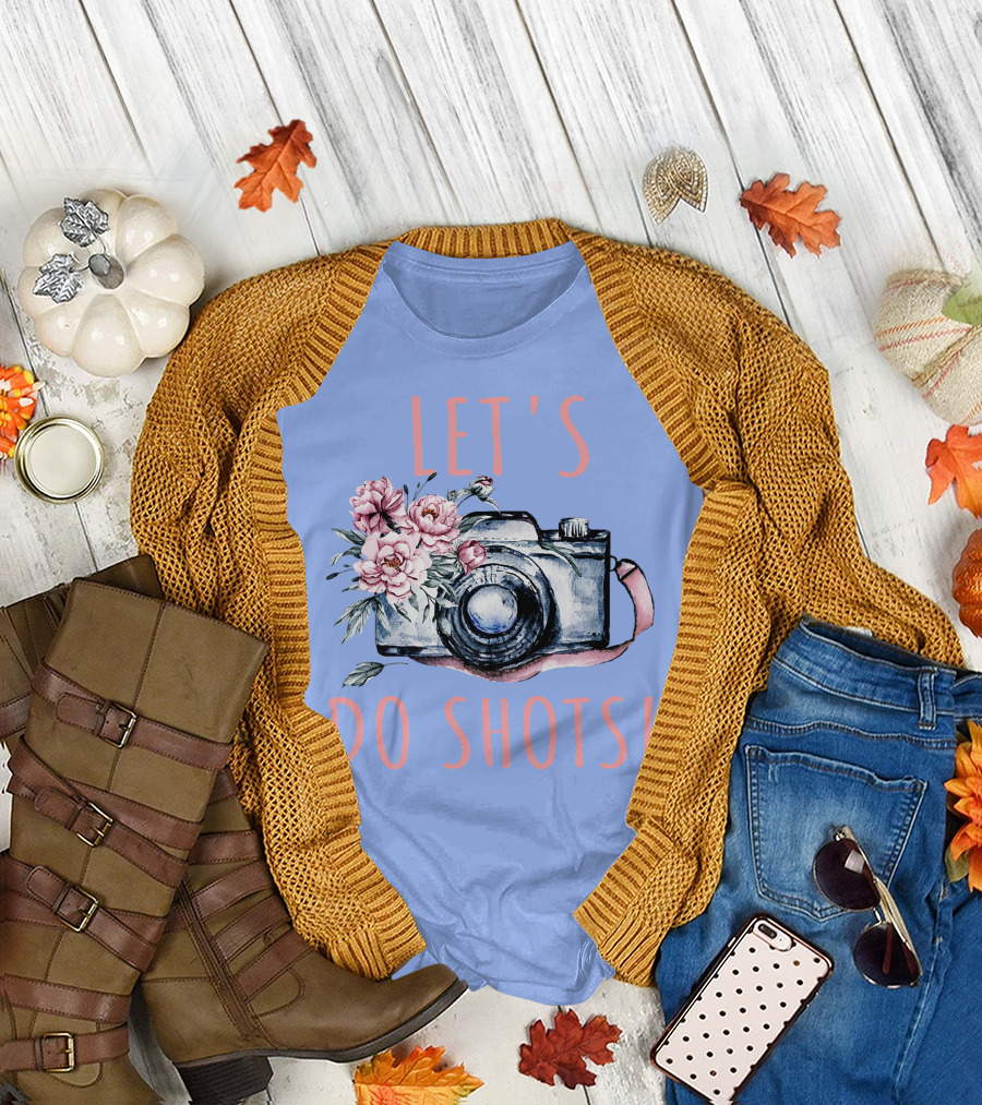 Let's Do Shots Floral Camera T-Shirt