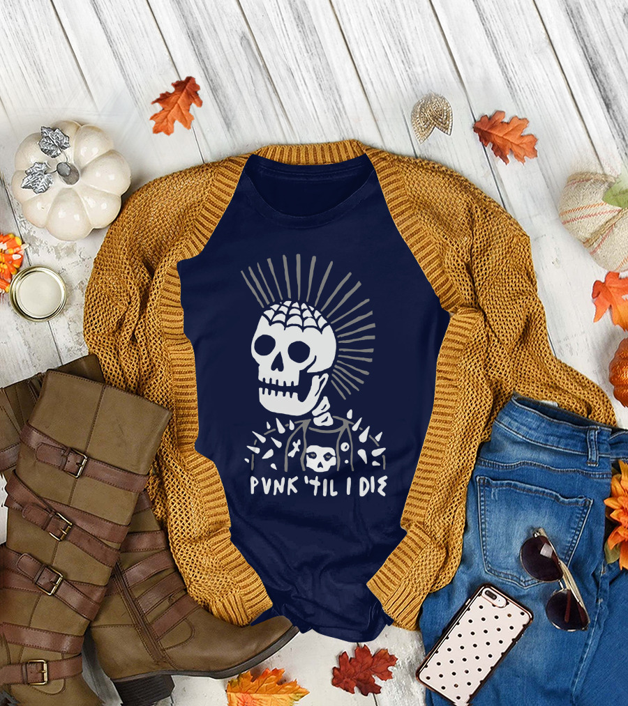 Punk 'Til I Die Skeleton Mohawk Spiked Jacket T-Shirt