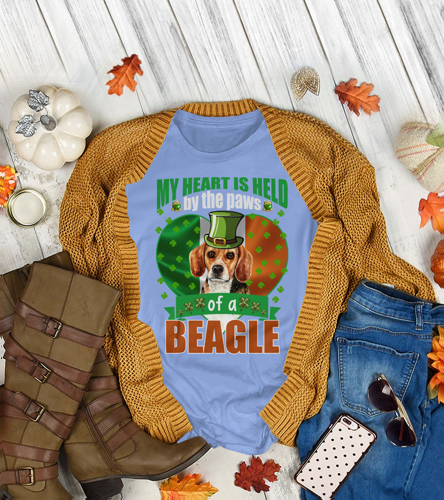 My Heart is Held by the Paws of a Beagle Irish T-Shirt