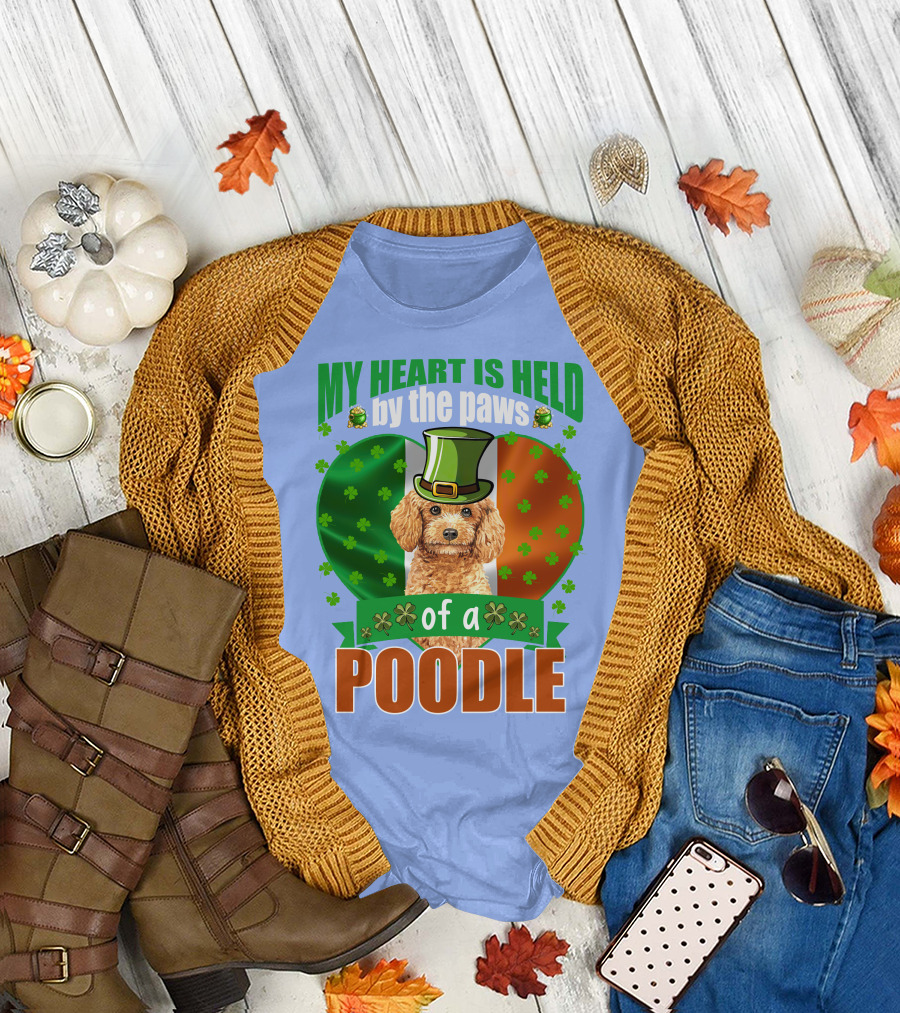 My Heart is Held by the Paws of a Poodle Irish Flag Shamrock Hat T-Shirt
