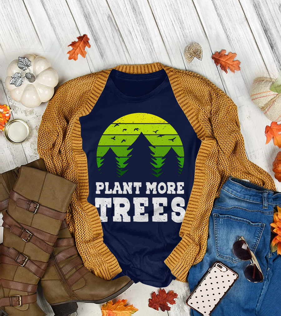 Plant More Trees Earth Day Arbor Day Vintage Nature Scene T-Shirt