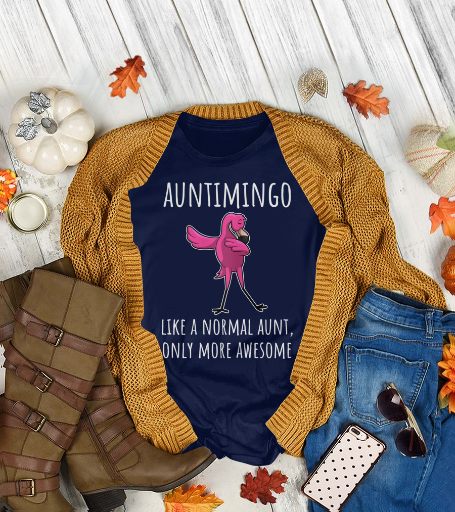 Auntimingo Like a Normal Aunt Only More Awesome Dabbing Flamingo T-Shirt