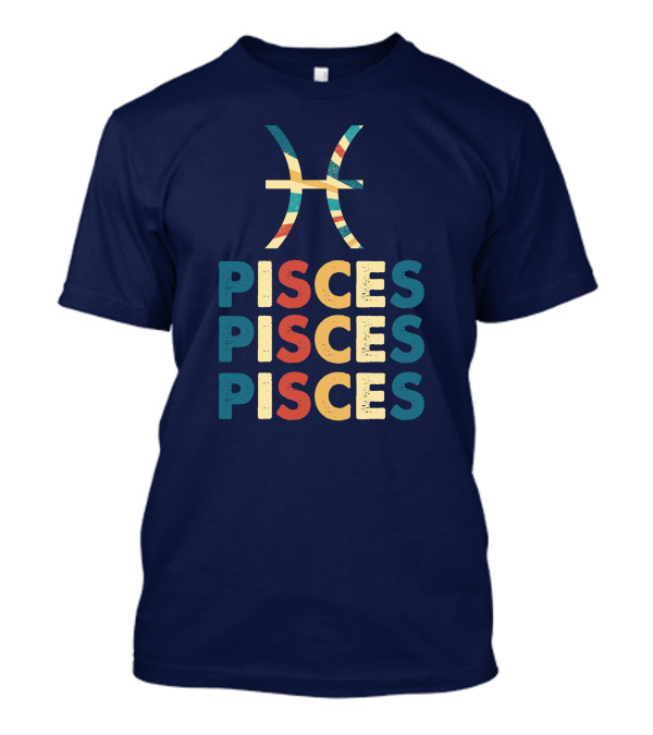 Pisces Rainbow Retro Zodiac Sign T-Shirt
