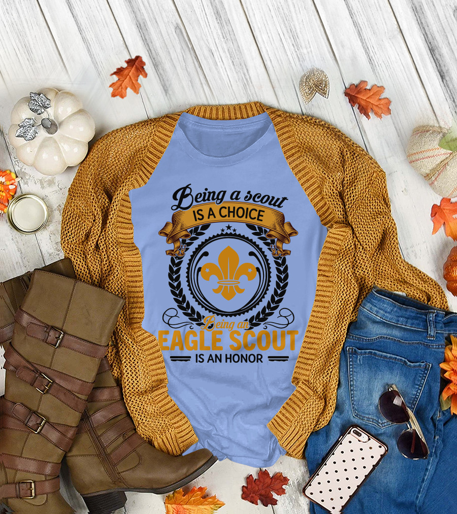 Being a Scout Is a Choice Being an Eagle Scout Is an Honor Symbolic Fleur-de-Lis Emblem T-Shirt