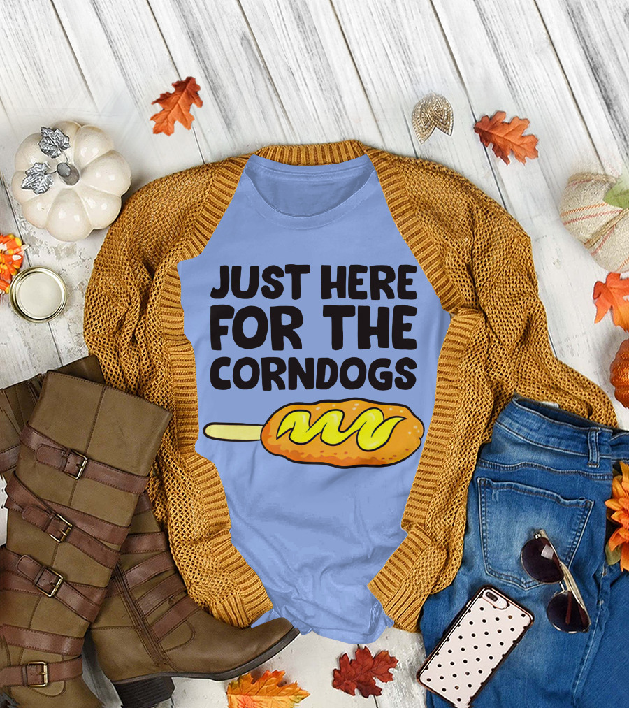 Just Here for the Corndogs Funny Corn Dog T-Shirt