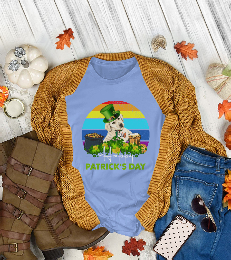 RD Lucky Cavalier Dog St Patrick's Day Labrador Retriever Shamrock Hat Rainbow T-Shirt