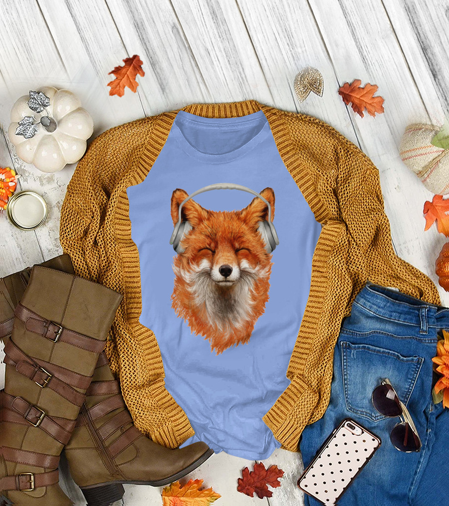 The Musical Fox Headphones Vibrant T-Shirt