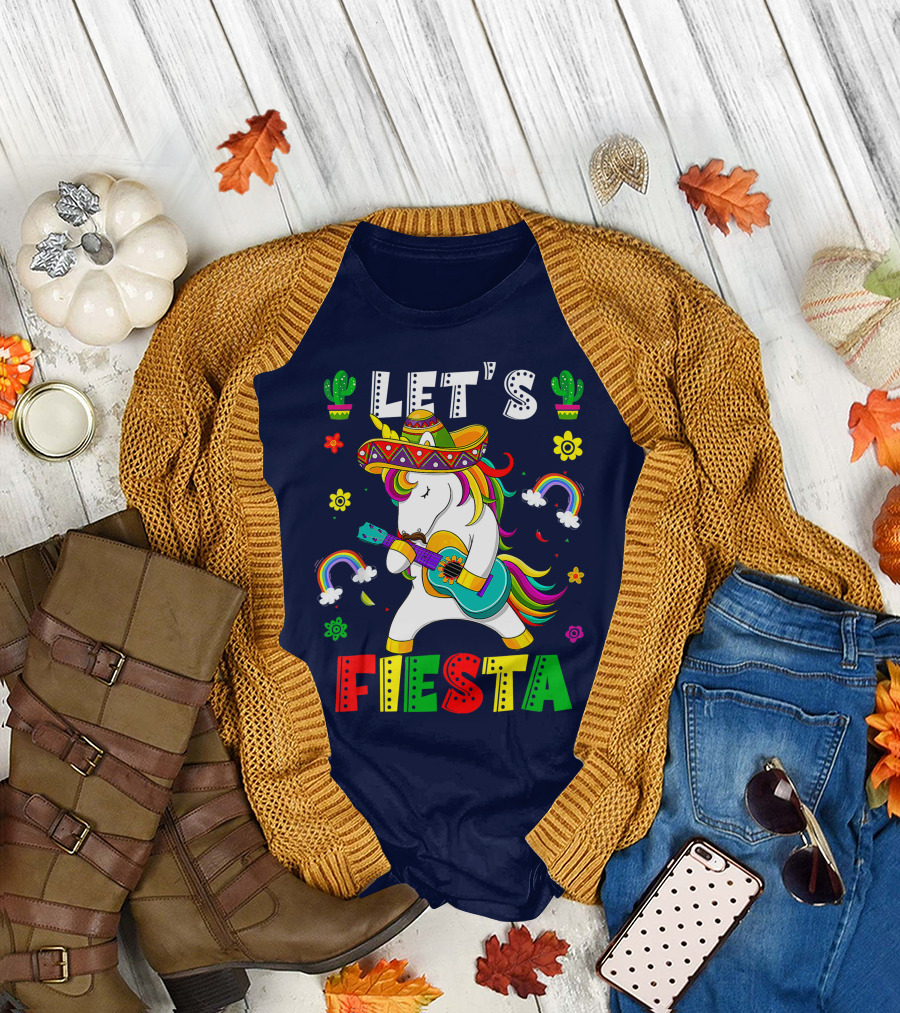 Let's Fiesta Cinco De Mayo Party Dancing Mexican Unicorn T-Shirt