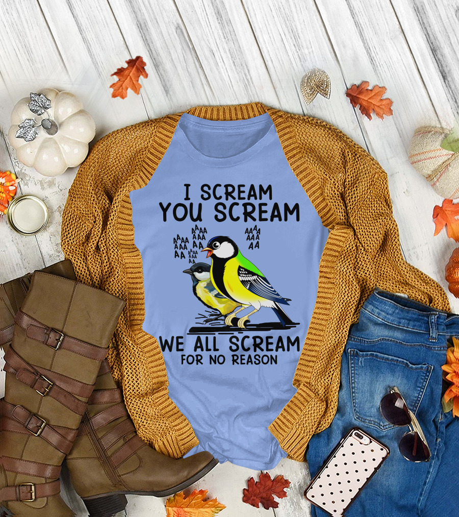 I Scream You Scream We All Scream Birds Theme AAAAAAAA For No Reason T-Shirt