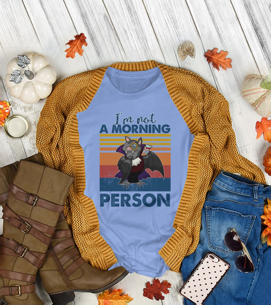 I'm Not A Morning Person Bat Retro Stripes rd T-Shirt