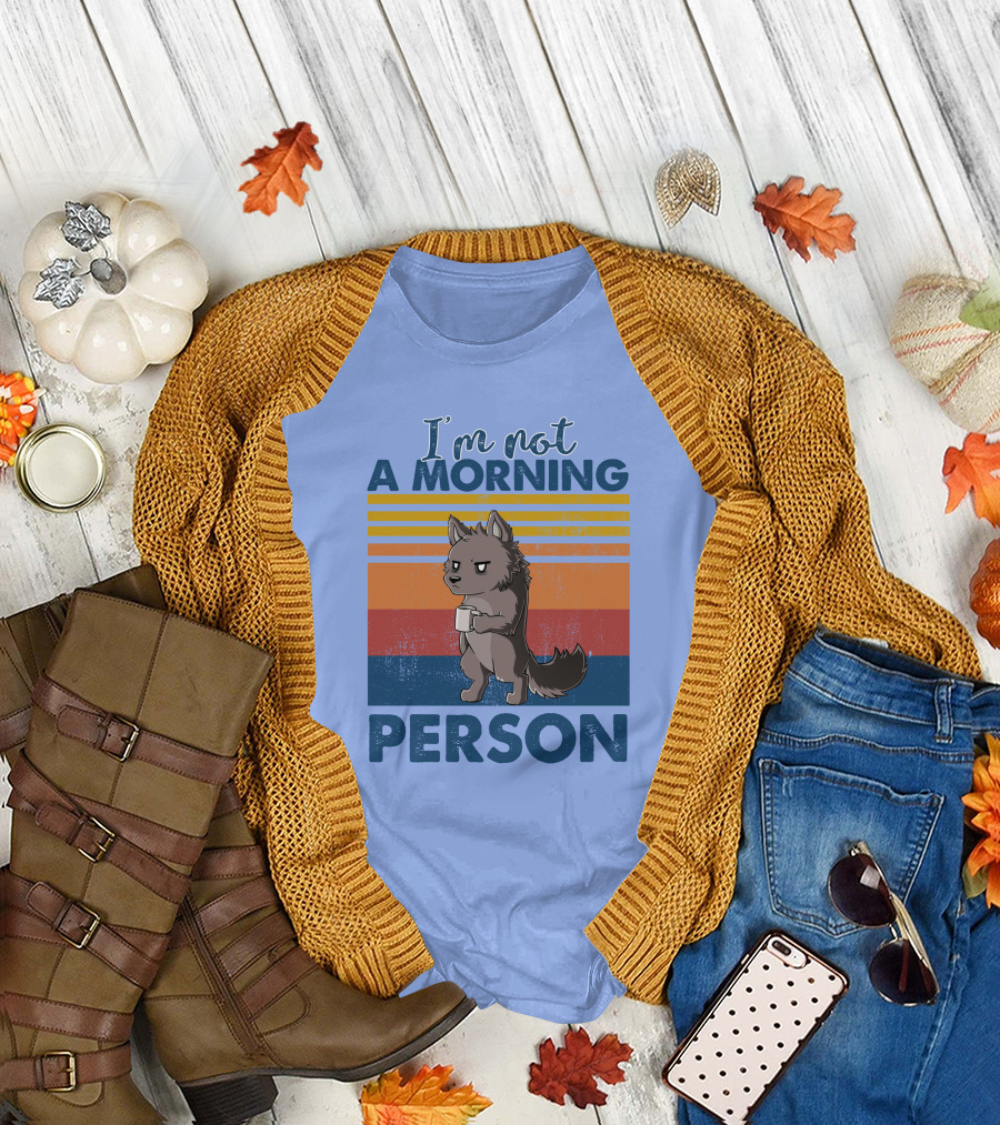 I'm Not A Morning Person Wolf Retro T-Shirt