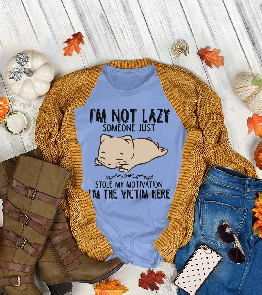 I'm Not Lazy Someone Just Stole My Motivation I'm The Victim Here Cat Pig T-Shirt