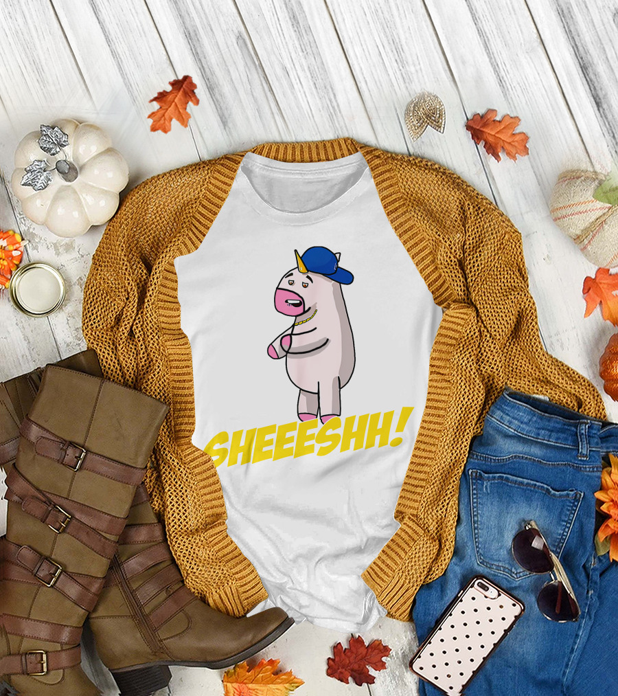 Sheeeshh Unicorn in Blue Hat Sport Grey T-Shirt