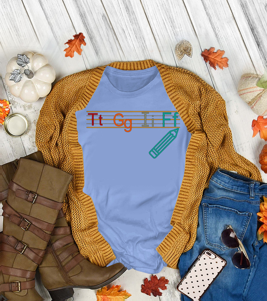 Azeala Vintage Tt Gg Ii Ff TGIF Funny Teachers Students Pencil T-Shirt
