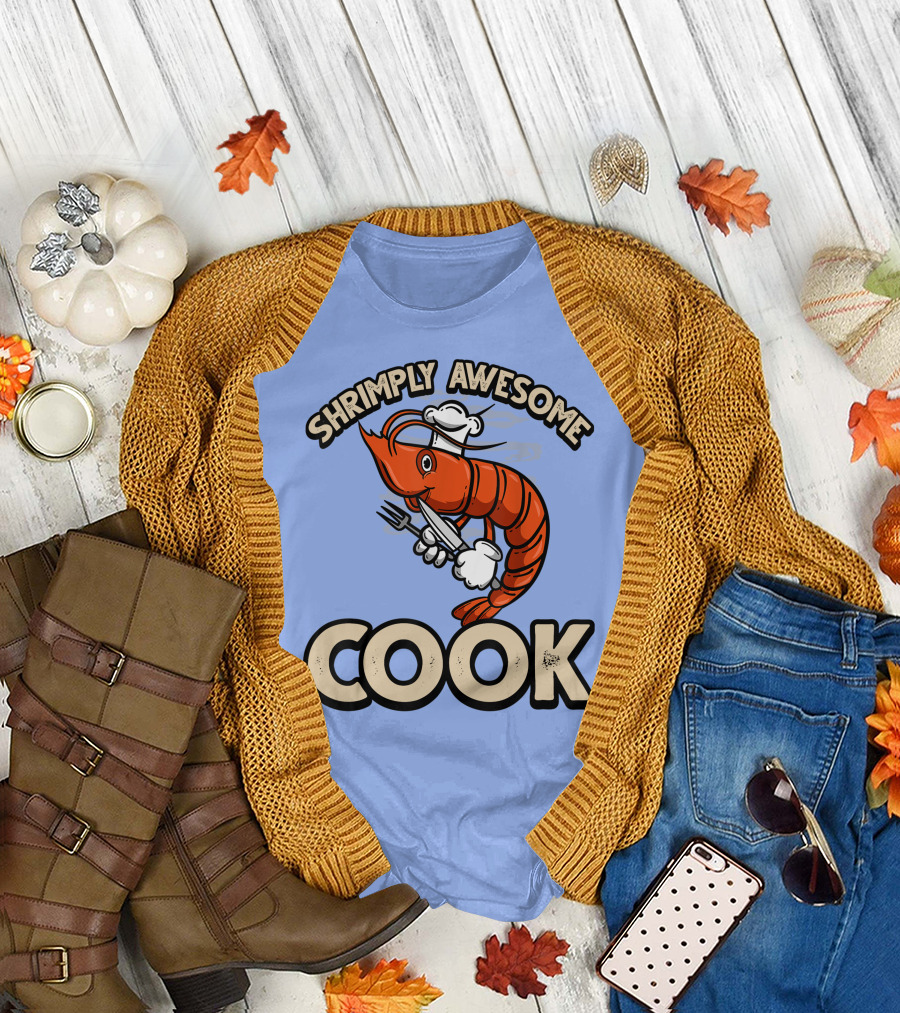 Shrimply Awesome Cook Funny Prawn Pun T-Shirt