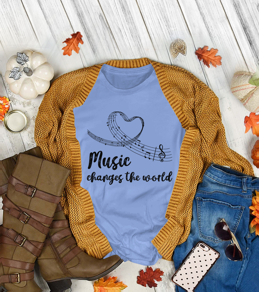 Music Changes the World Heart Notes Melody T-Shirt