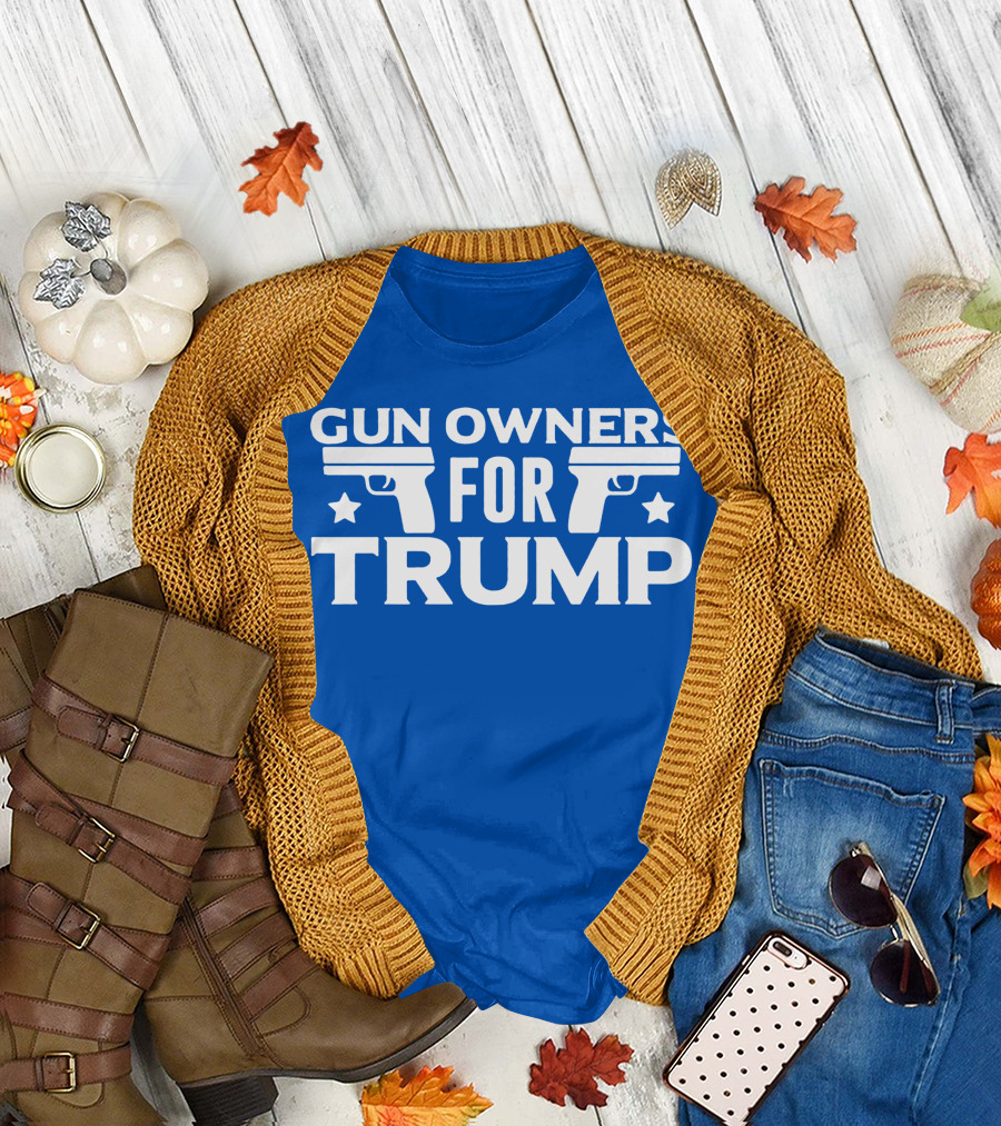 Gun Owners For Trump President Cap Second Amendment Pistol Stars T-Shirt