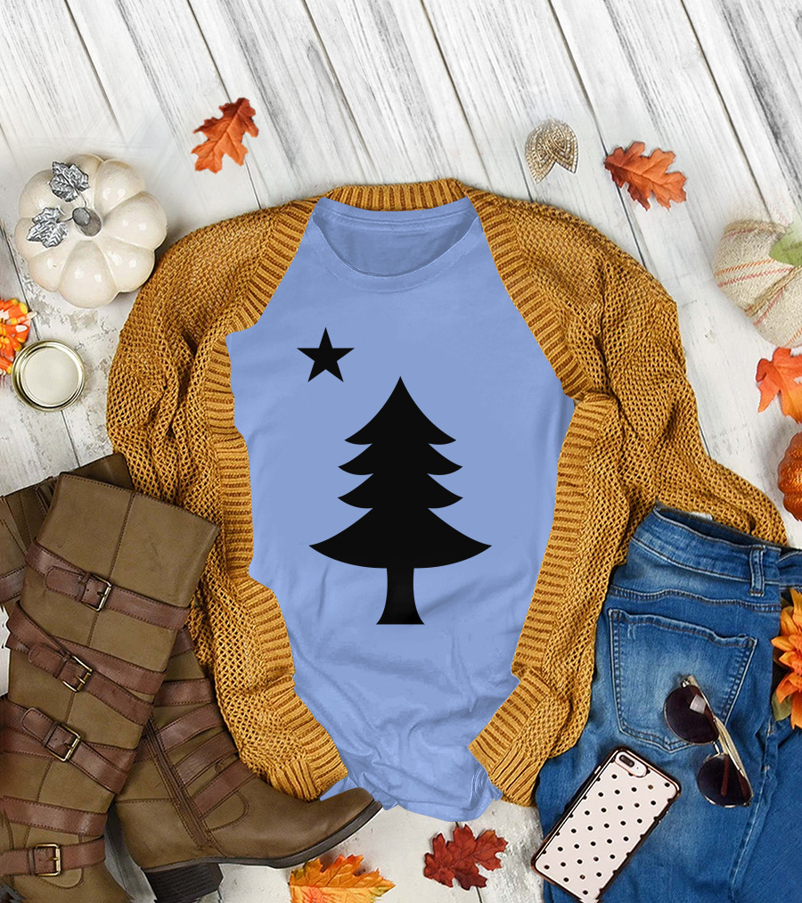 Maine Pine Tree State Flag Pride Patriotic Symbol with Star T-Shirt