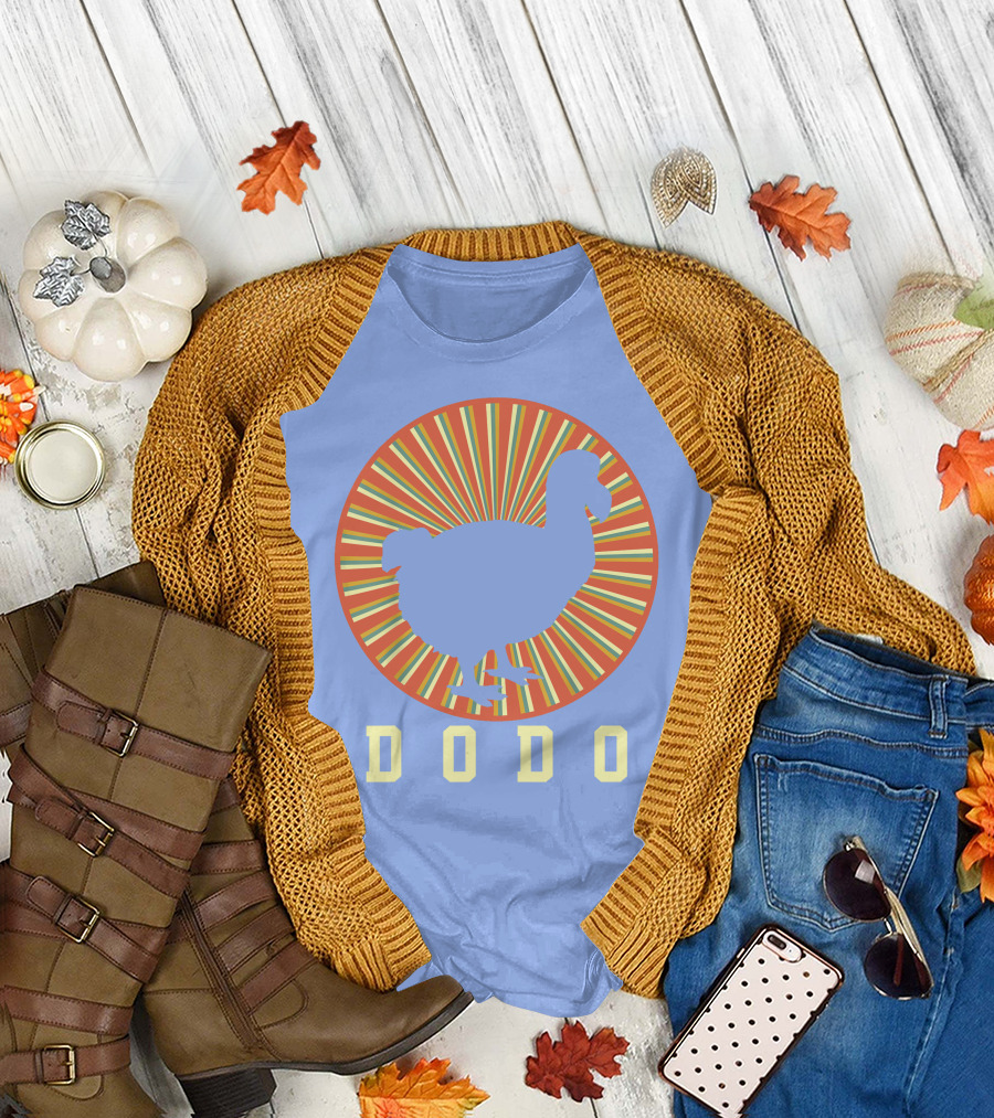Navy Dodo Bird Retro Sunburst T-Shirt