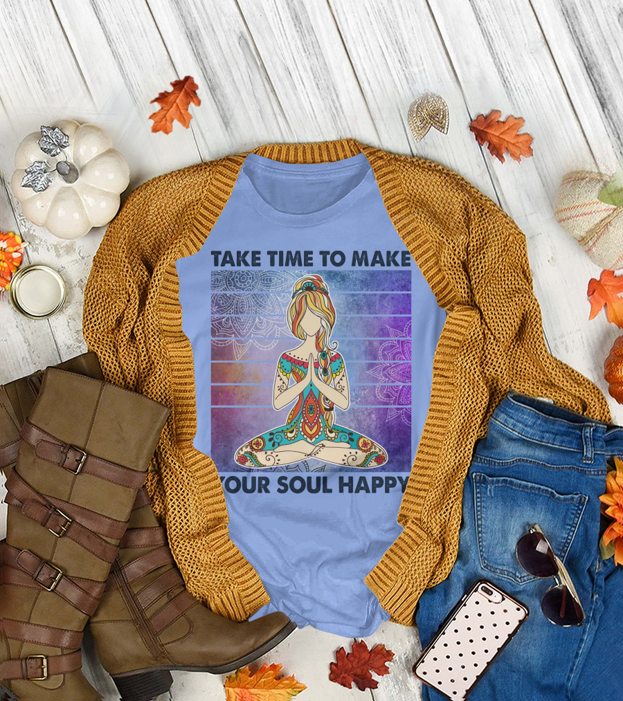 Take Time to Make Your Soul Happy Yoga Meditation Mandala T-Shirt