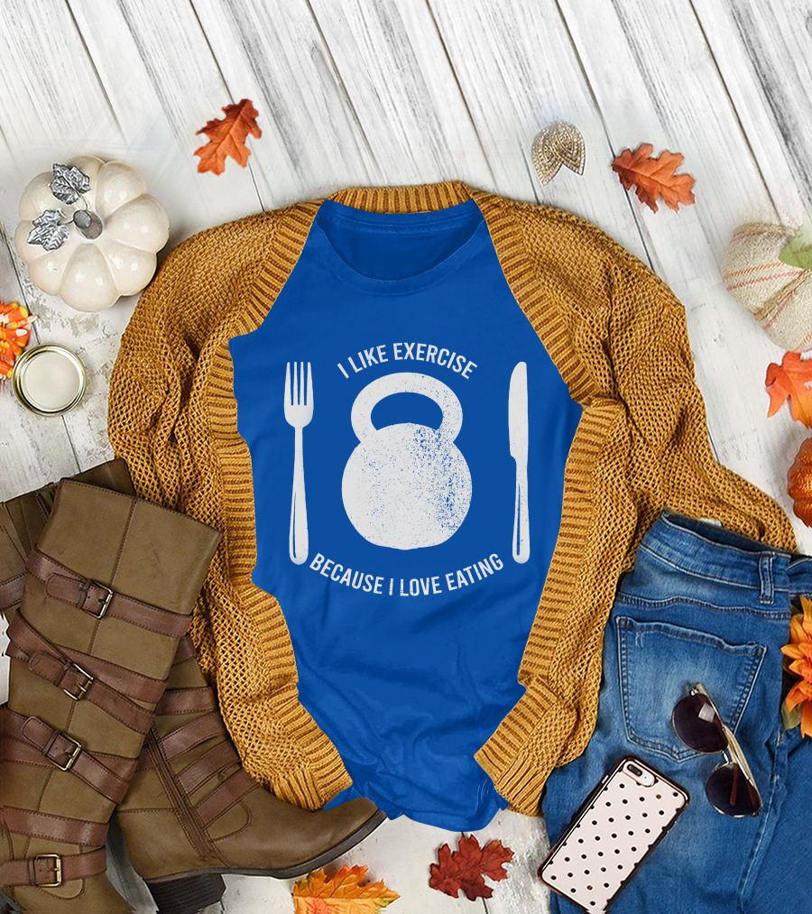 RD I Like Exercise Because I Love Eating Kettlebell Fork Knife T-Shirt