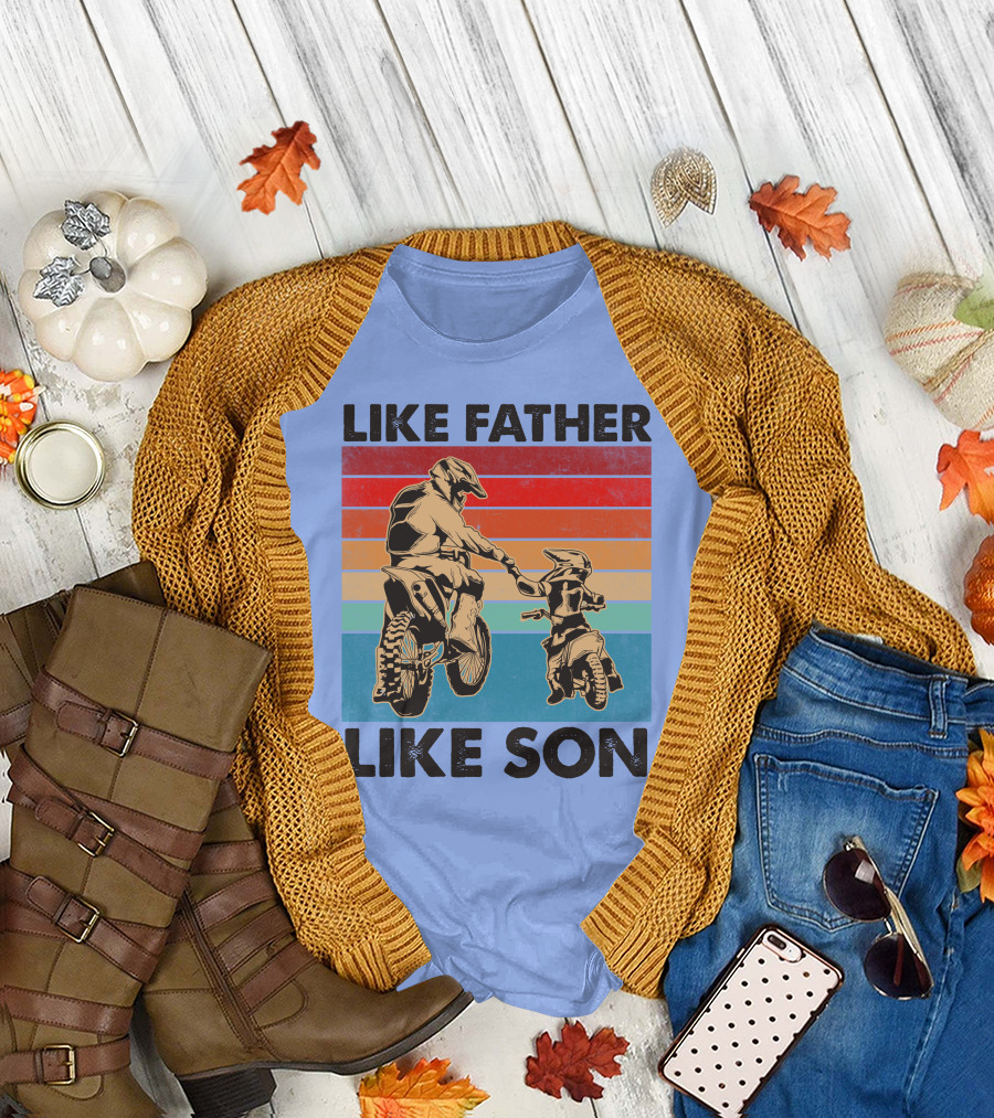 Like Father Like Son Retro Motocross Adventure T-Shirt