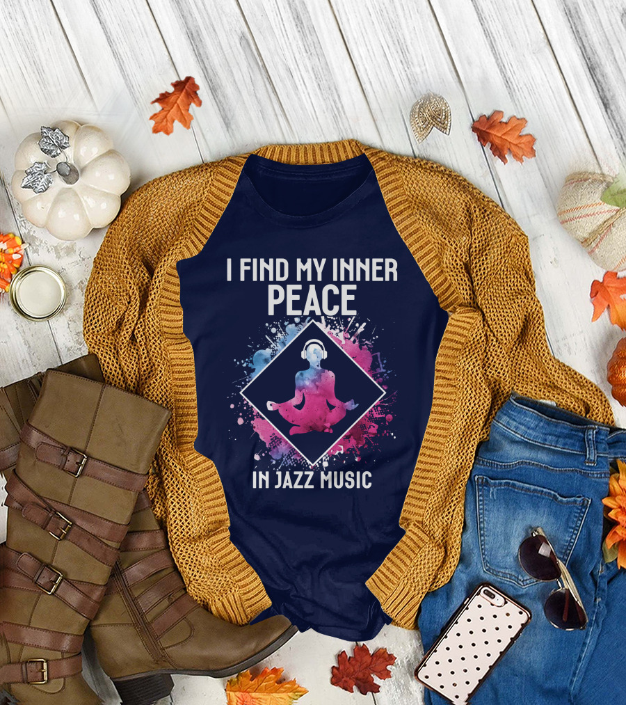 RD Music Lovers I Find My Inner Peace in Jazz Music with Meditative Headphones T-Shirt