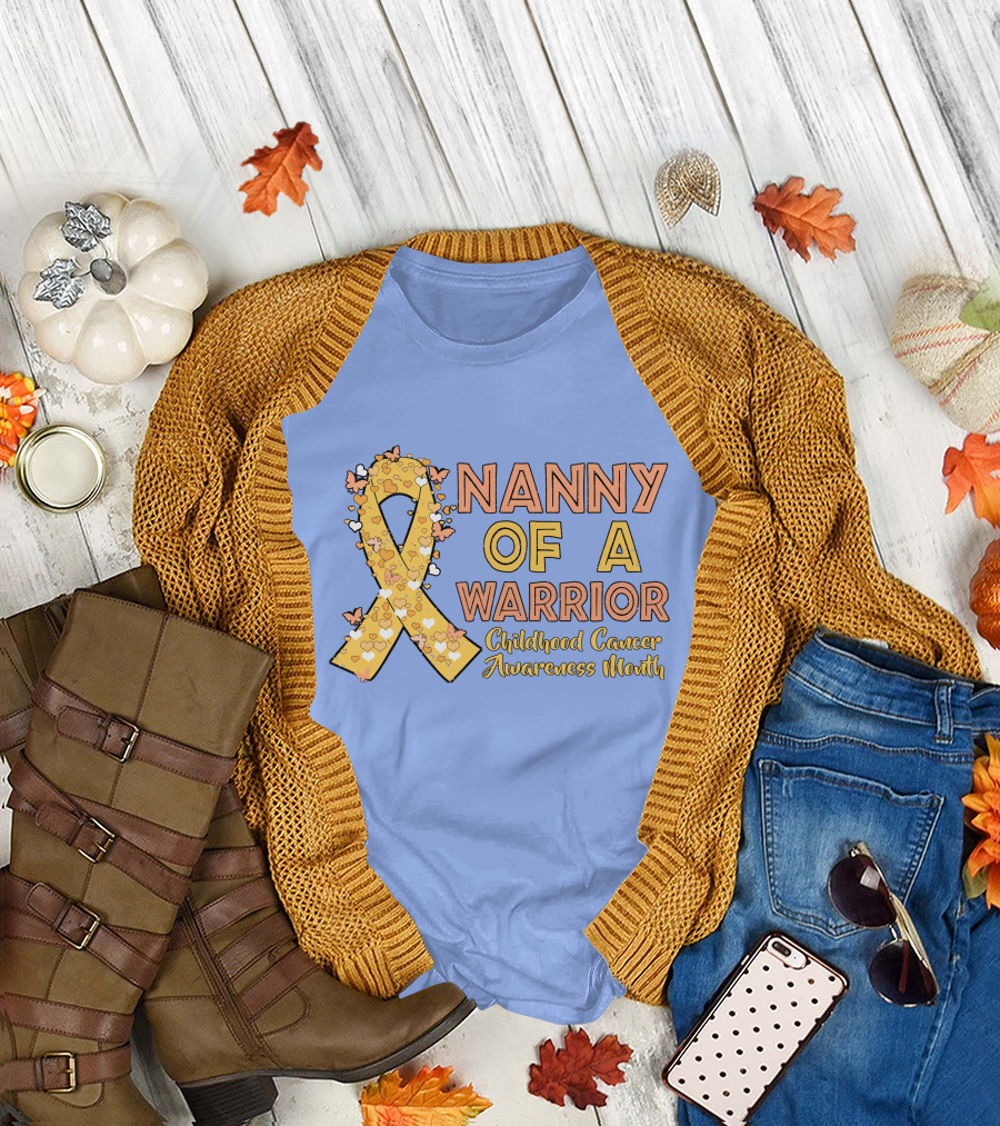 Nanny Of A Warrior Childhood Cancer Awareness Month T-Shirt