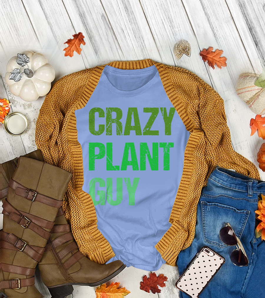 Mens Crazy Plant Guy Text T-Shirt