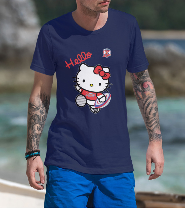 Hello Kitty Sydney Roosters NRL001 Red Bow Rugby Character T-Shirt