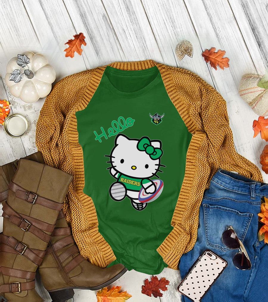 NRL1003 Hello Kitty Canberra Raiders Football T-Shirt